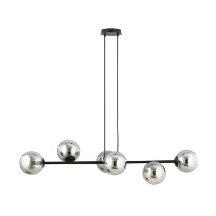 Luster na sajli ROSSI 6xE14/10W/230V crna/siva