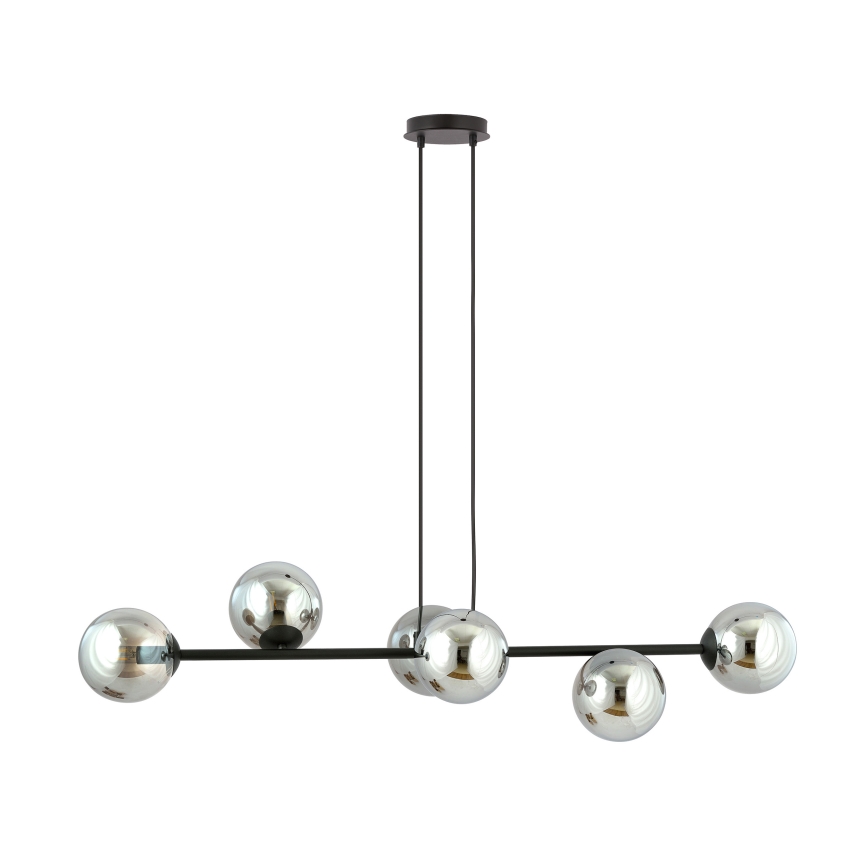 Luster na sajli ROSSI 6xE14/10W/230V crna/siva