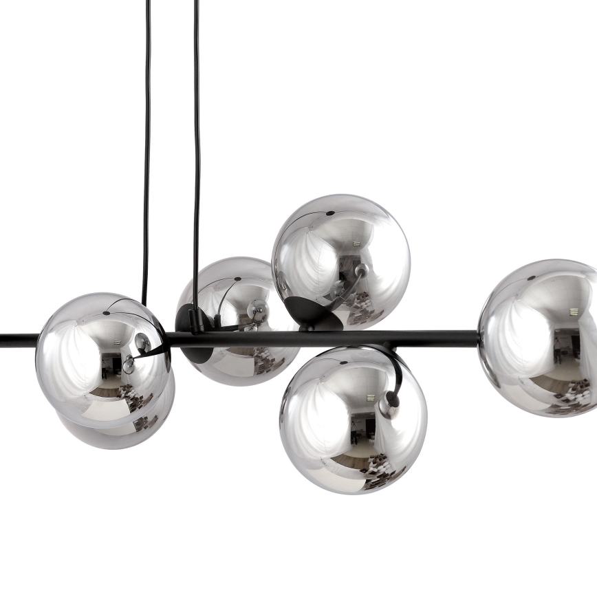 Luster na sajli ROSSI 6xE14/10W/230V crna/siva