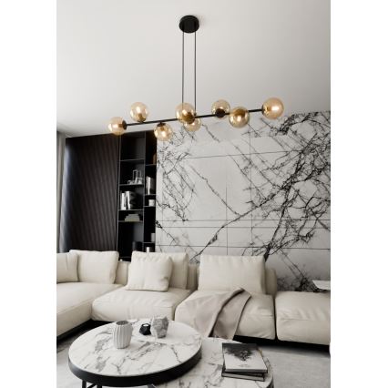 Luster na sajli ROSSI 8xE14/10W/230V crna/bež