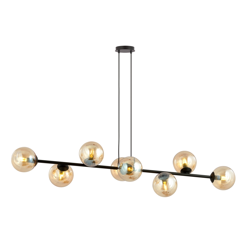 Luster na sajli ROSSI 8xE14/10W/230V crna/bež
