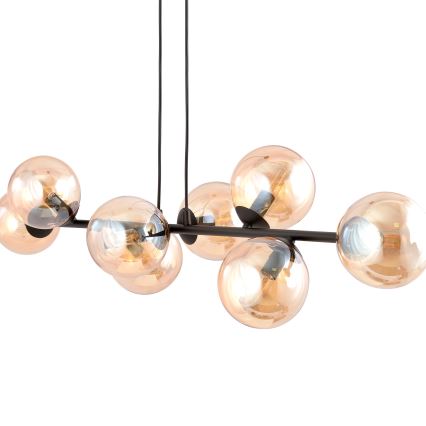 Luster na sajli ROSSI 8xE14/10W/230V crna/bež