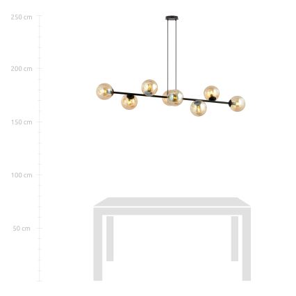 Luster na sajli ROSSI 8xE14/10W/230V crna/bež