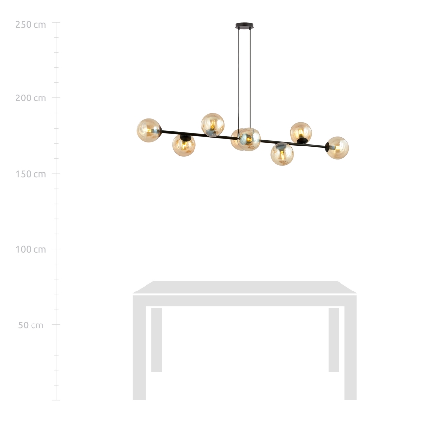 Luster na sajli ROSSI 8xE14/10W/230V crna/bež