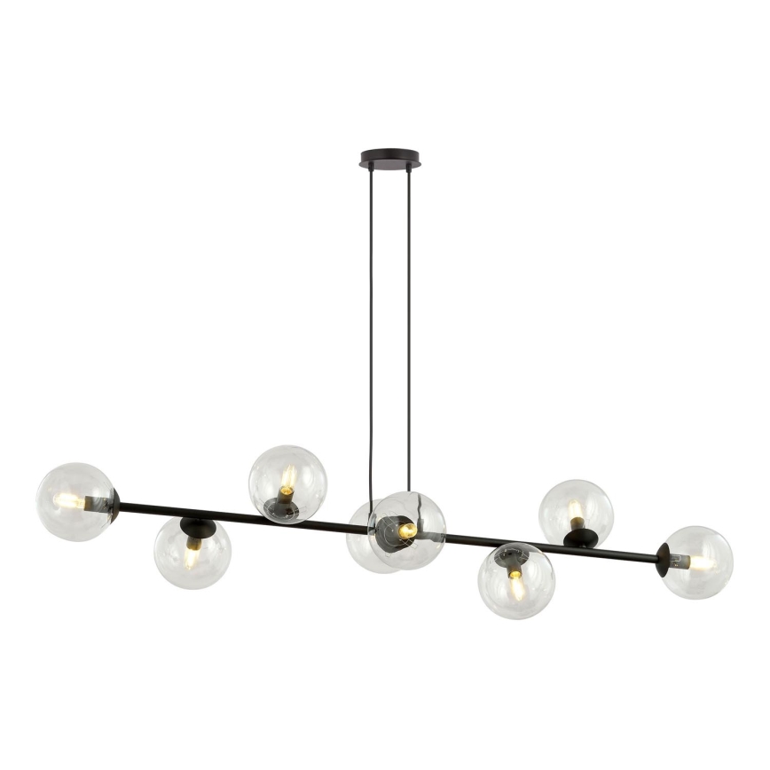 Luster na sajli ROSSI 8xE14/10W/230V crna/prozirna