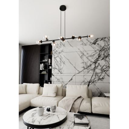Luster na sajli ROSSI 8xE14/10W/230V crna/prozirna
