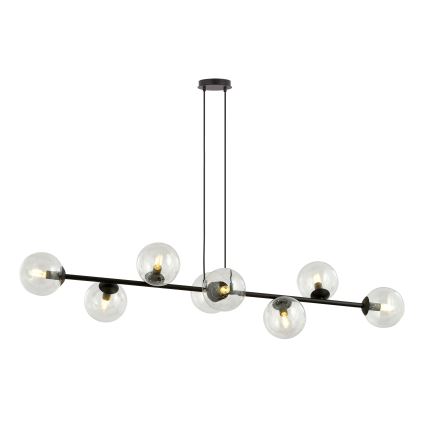 Luster na sajli ROSSI 8xE14/10W/230V crna/prozirna