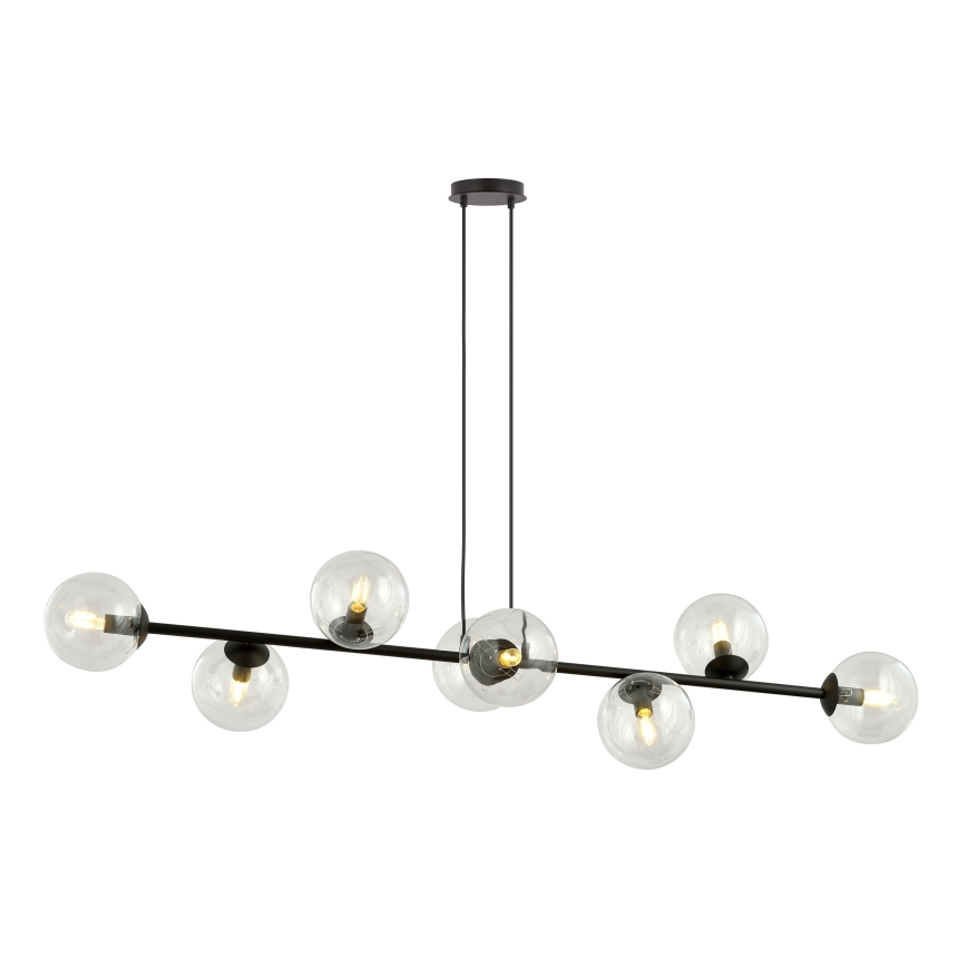 Luster na sajli ROSSI 8xE14/10W/230V crna/prozirna