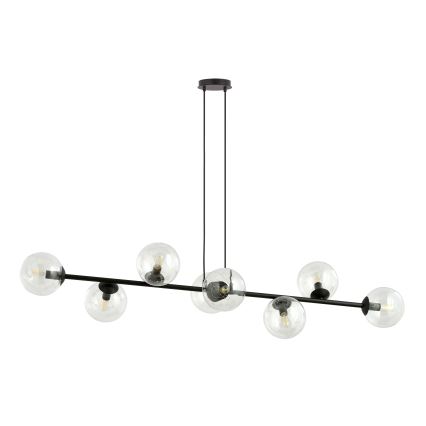 Luster na sajli ROSSI 8xE14/10W/230V crna/prozirna