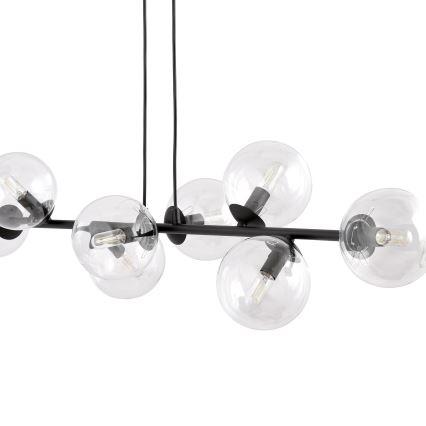 Luster na sajli ROSSI 8xE14/10W/230V crna/prozirna