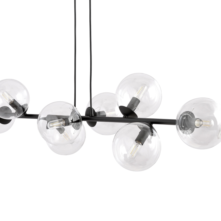 Luster na sajli ROSSI 8xE14/10W/230V crna/prozirna