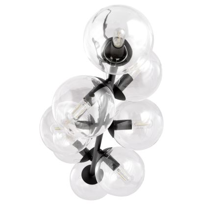 Luster na sajli ROSSI 8xE14/10W/230V crna/prozirna