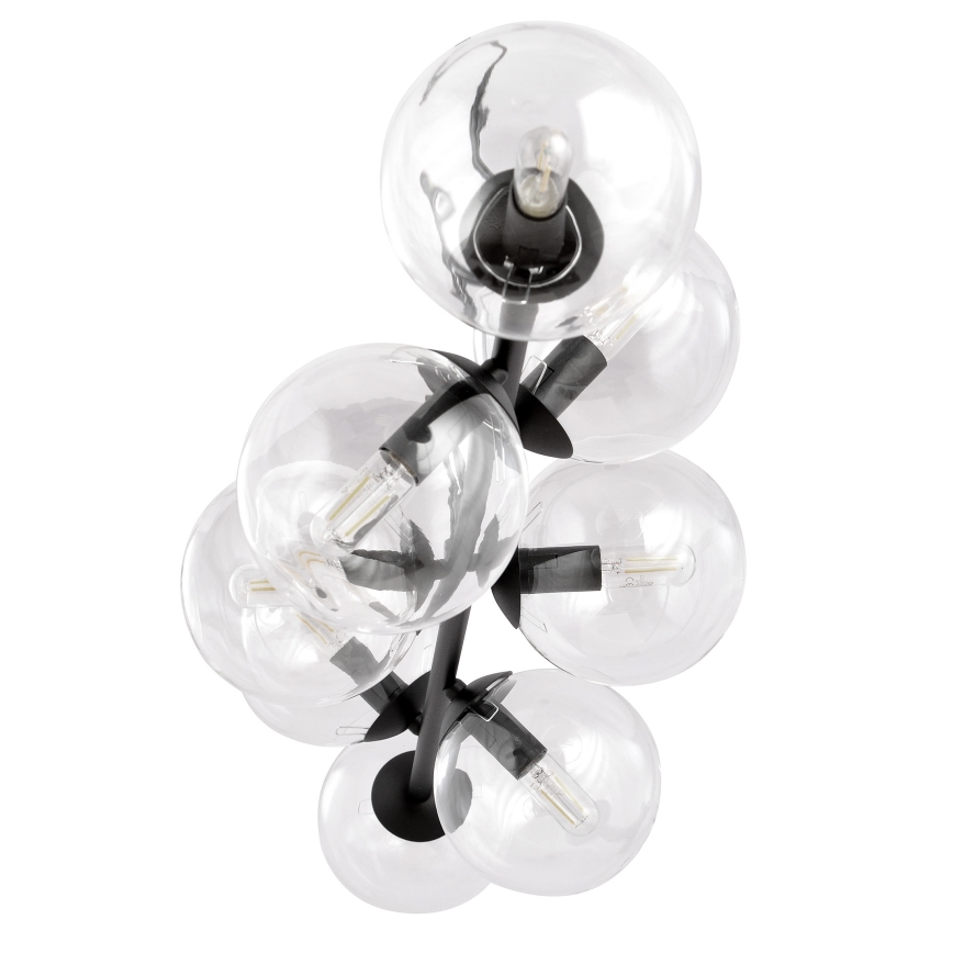 Luster na sajli ROSSI 8xE14/10W/230V crna/prozirna