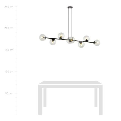 Luster na sajli ROSSI 8xE14/10W/230V crna/prozirna