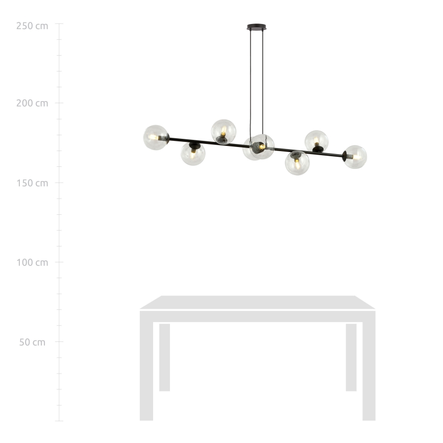 Luster na sajli ROSSI 8xE14/10W/230V crna/prozirna