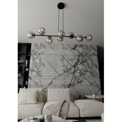 Luster na sajli ROSSI 8xE14/10W/230V crna/siva