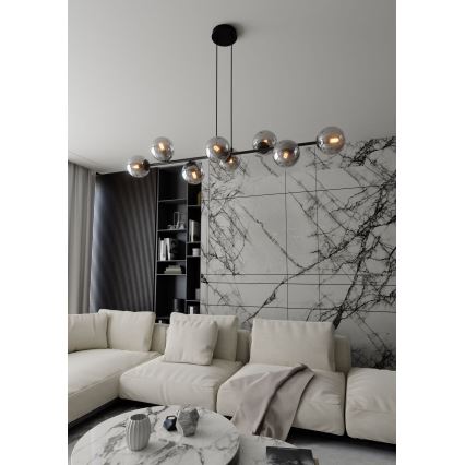 Luster na sajli ROSSI 8xE14/10W/230V crna/siva