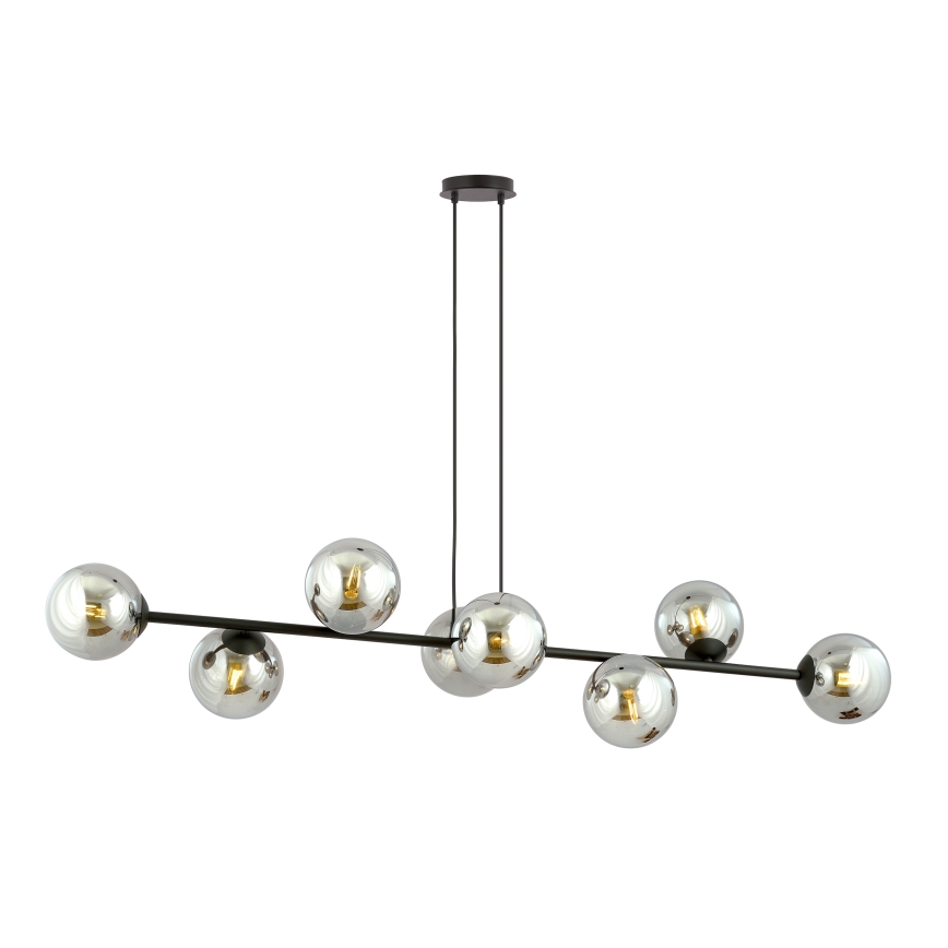 Luster na sajli ROSSI 8xE14/10W/230V crna/siva
