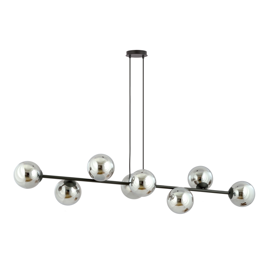 Luster na sajli ROSSI 8xE14/10W/230V crna/siva