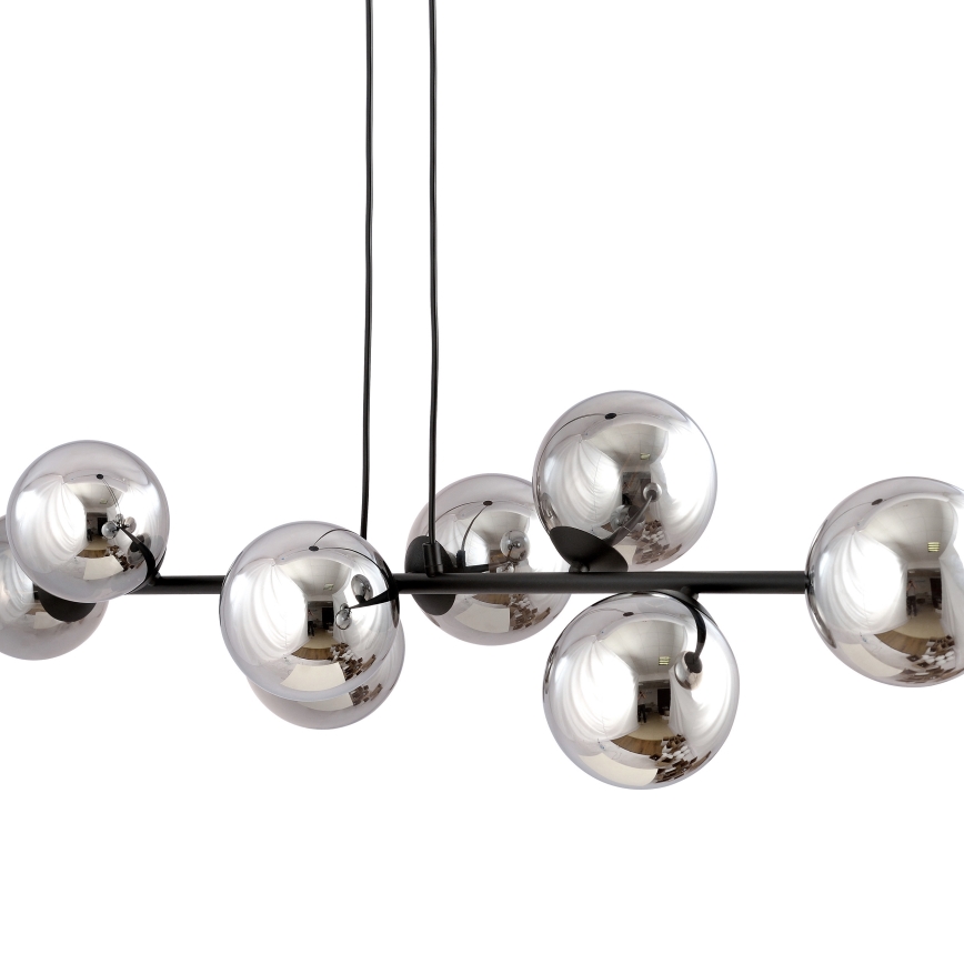 Luster na sajli ROSSI 8xE14/10W/230V crna/siva