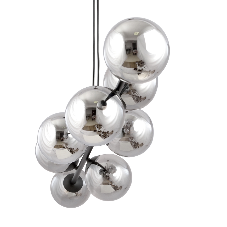 Luster na sajli ROSSI 8xE14/10W/230V crna/siva
