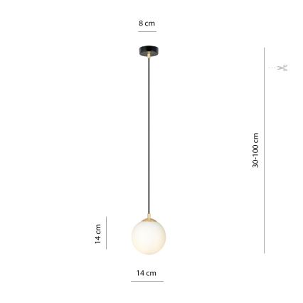 Luster na sajli ROYAL 1xE14/10W/230V pr. 14 cm crna