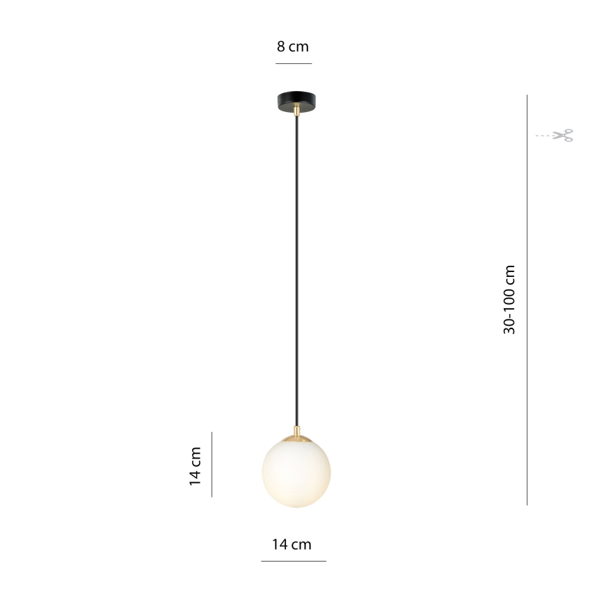 Luster na sajli ROYAL 1xE14/10W/230V pr. 14 cm crna