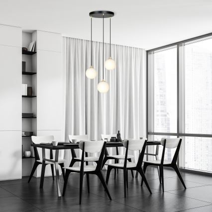 Luster na sajli ROYAL 3xE14/10W/230V pr. 30 cm crna