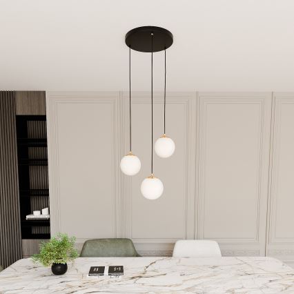 Luster na sajli ROYAL 3xE14/10W/230V pr. 30 cm crna