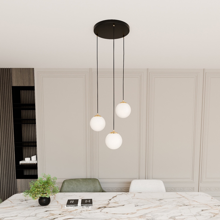 Luster na sajli ROYAL 3xE14/10W/230V pr. 30 cm crna