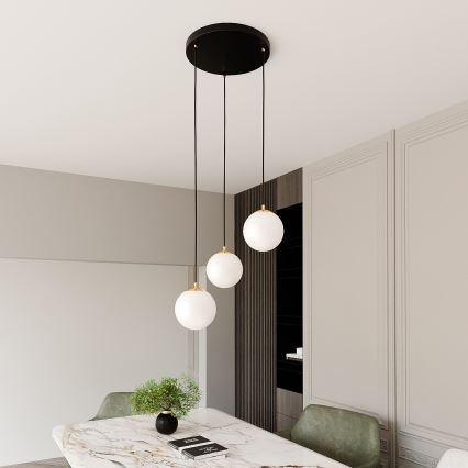 Luster na sajli ROYAL 3xE14/10W/230V pr. 30 cm crna