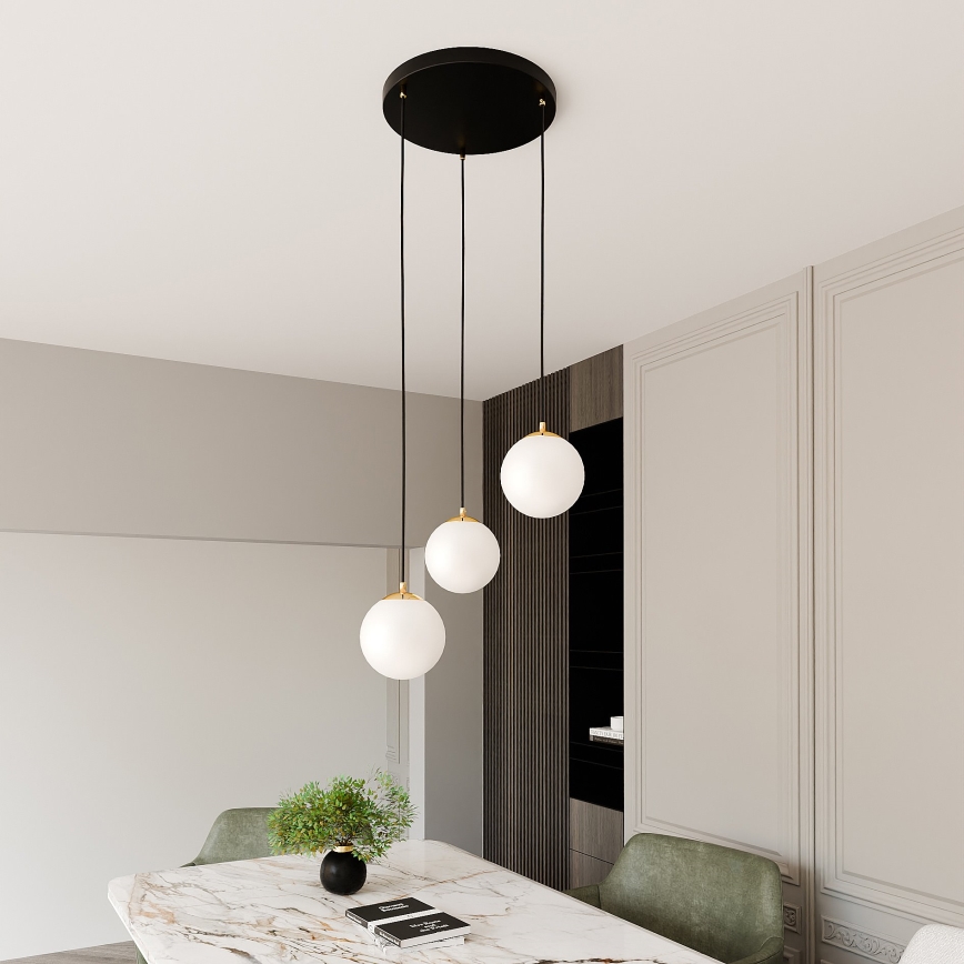 Luster na sajli ROYAL 3xE14/10W/230V pr. 30 cm crna