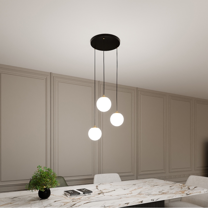 Luster na sajli ROYAL 3xE14/10W/230V pr. 30 cm crna