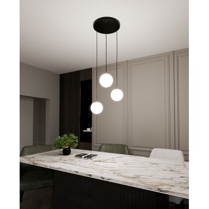 Luster na sajli ROYAL 3xE14/10W/230V pr. 30 cm crna