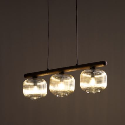 Luster na sajli SALVIA 3xE14/10W/230V smeđa/dimljena smeđa