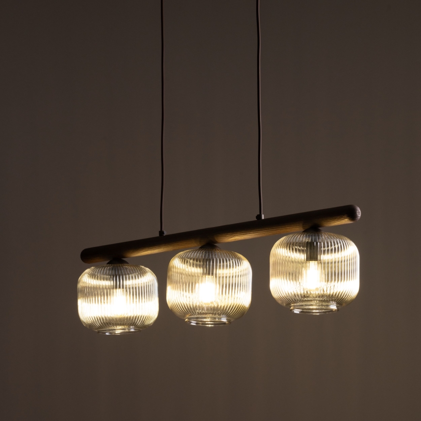 Luster na sajli SALVIA 3xE14/10W/230V smeđa/dimljena smeđa