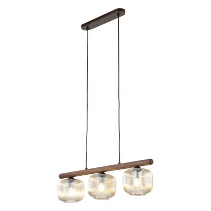 Luster na sajli SALVIA 3xE14/10W/230V smeđa/dimljena smeđa