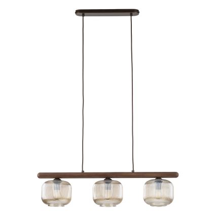 Luster na sajli SALVIA 3xE14/10W/230V smeđa/dimljena smeđa