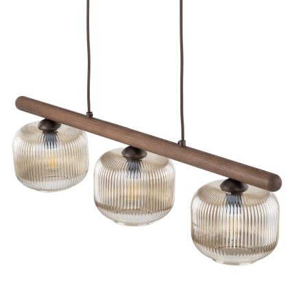 Luster na sajli SALVIA 3xE14/10W/230V smeđa/dimljena smeđa