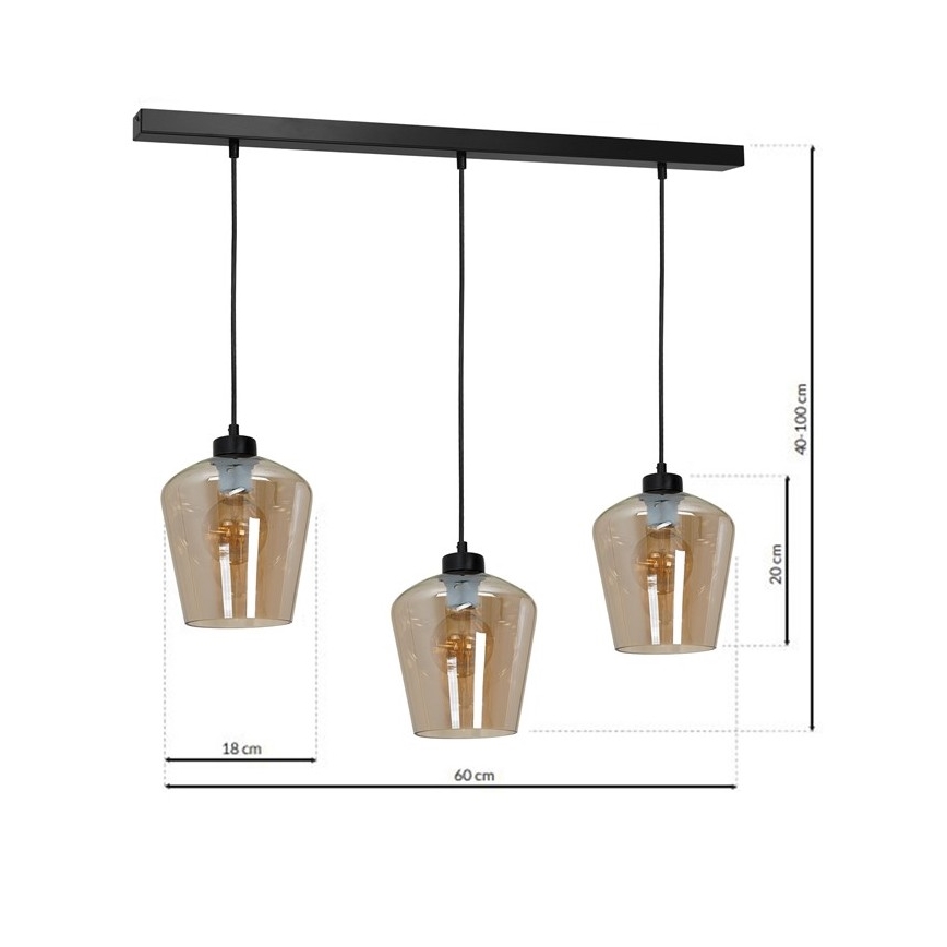 Luster na sajli SANTIAGO 3xE27/60W/230V smeđa