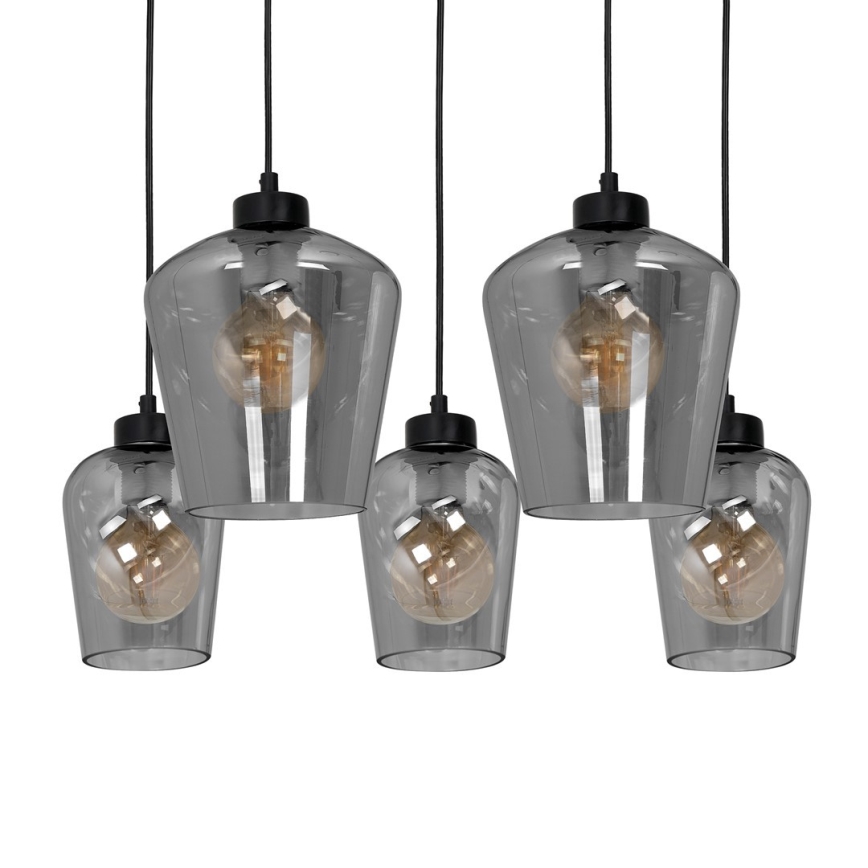 Luster na sajli SANTIAGO 5xE27/60W/230V crna