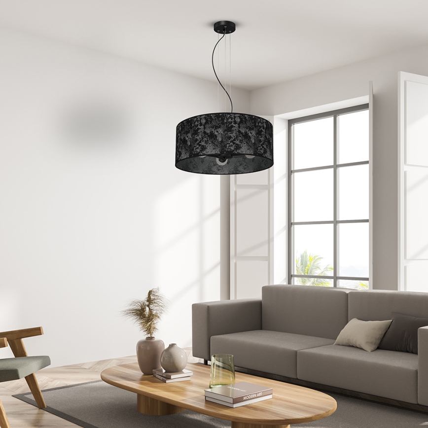 Luster na sajli SATINO 3xE27/60W/230V crna/siva