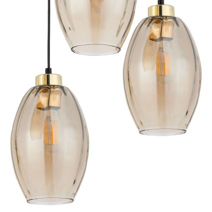 Luster na sajli SEBO 3xE27/15W/230V crna/zadimljeno-bež