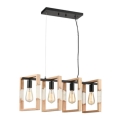 Luster na sajli SERIES 4xE27/11W/230V drvo/crna