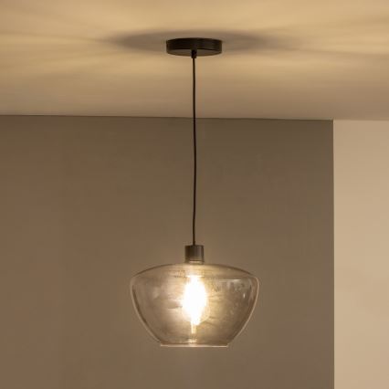 Luster na sajli SEVENTIES E27/40W/230V zadimljeno/sivo