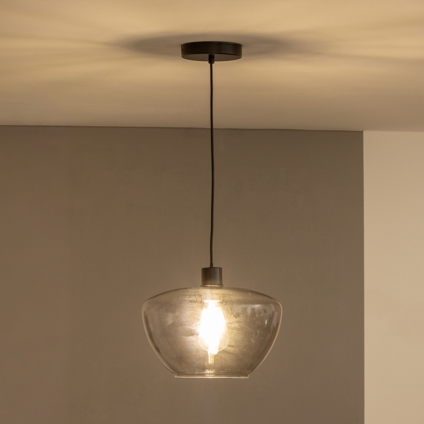 Luster na sajli SEVENTIES E27/40W/230V zadimljeno/sivo