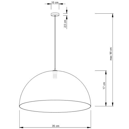 Luster na sajli SFERA 1xE27/60W/230V pr. 35 cm crna/bakrena