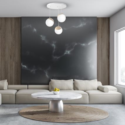 Luster na sajli SFERA WOOD 3xE14/40W/230V