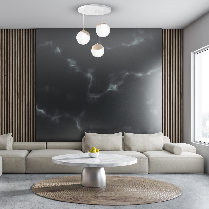 Luster na sajli SFERA WOOD 3xE14/40W/230V