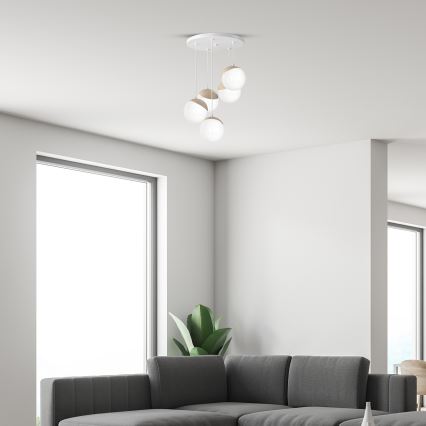 Luster na sajli SFERA WOOD 5xE14/40W/230V